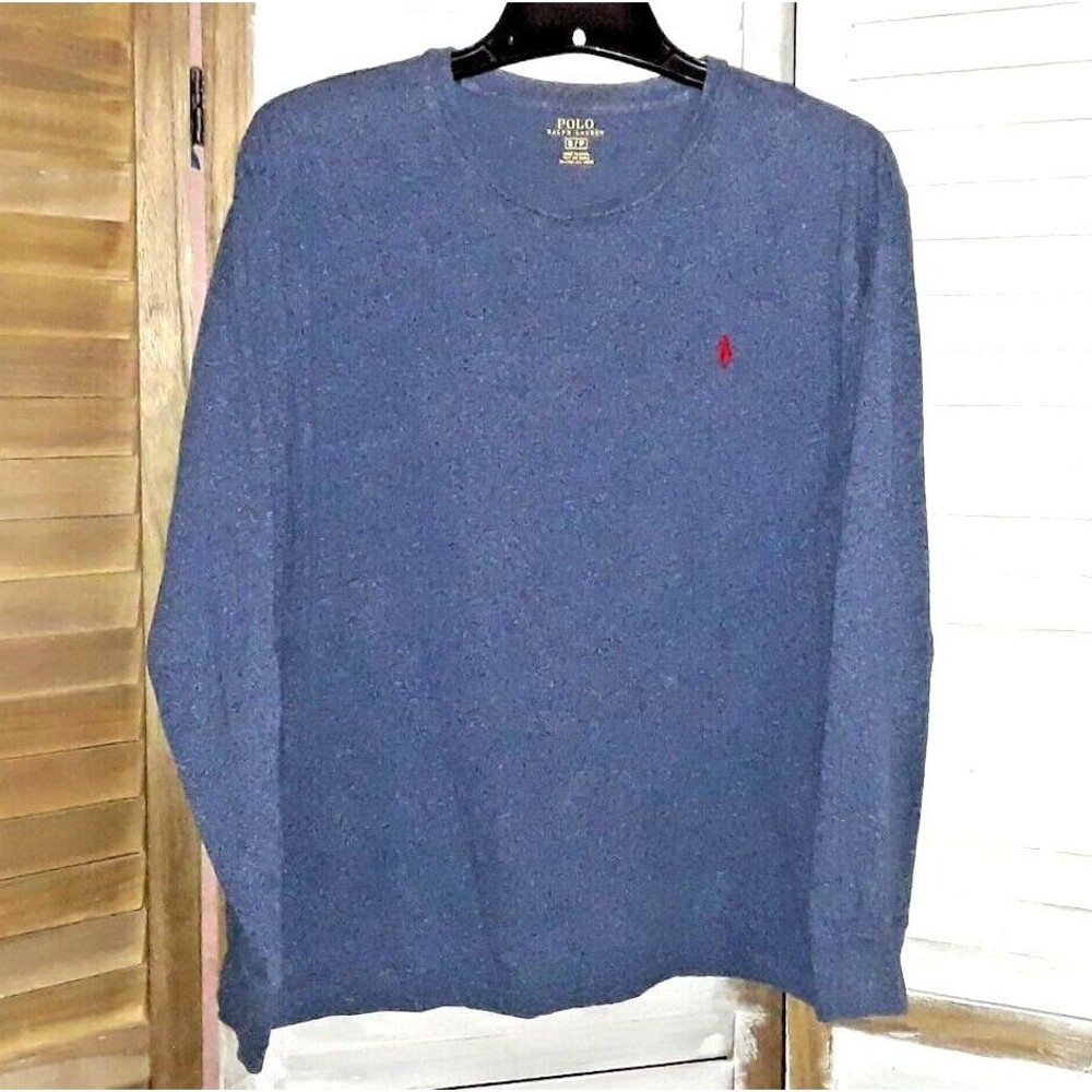 Polo Ralph Lauren Men's Shirt Size Small Red Pony Long Sleeve Heathered Blue